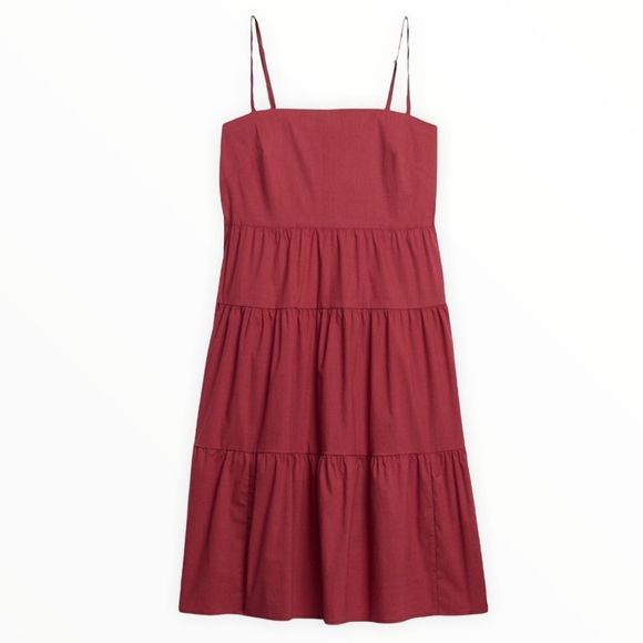Gap Tiered Cami Strap Midi Dress in Red Clay size 16 NWT - Picture 1 of 10